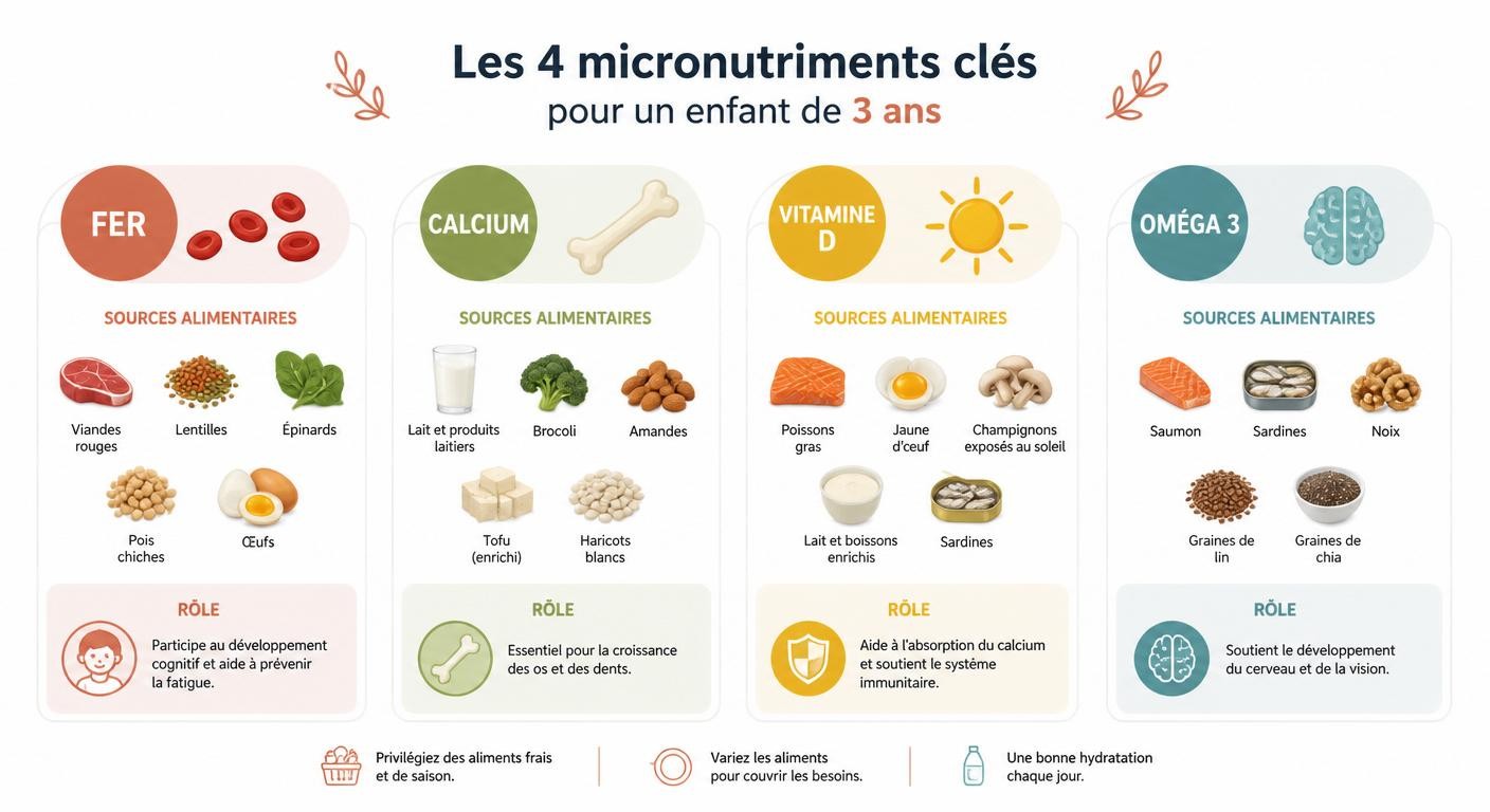 Infographie des micronutriments essentiels pour un enfant de 3 ans