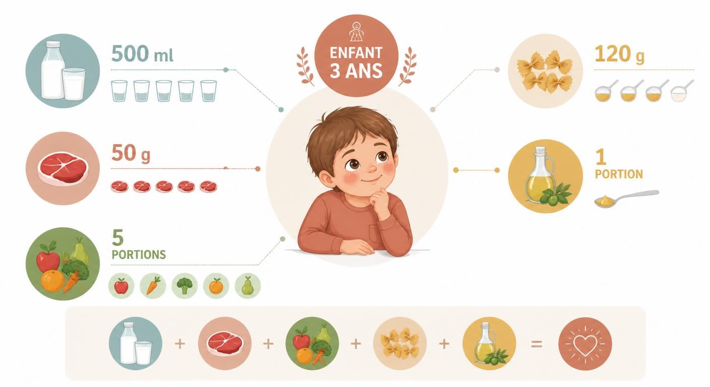 Infographie des portions journalières recommandées à 3 ans