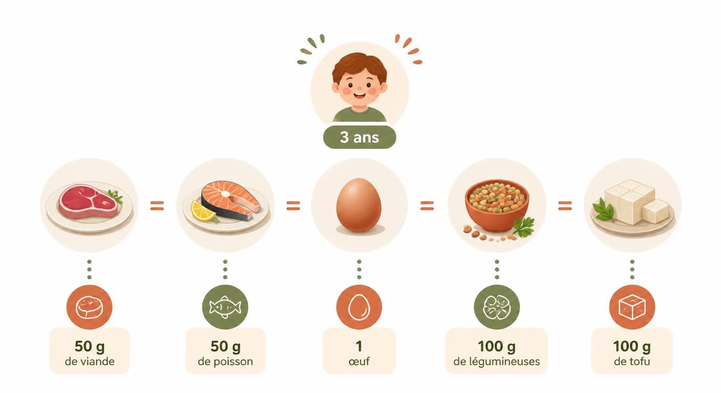 Tableau des équivalences protéinées pour un enfant de 3 ans