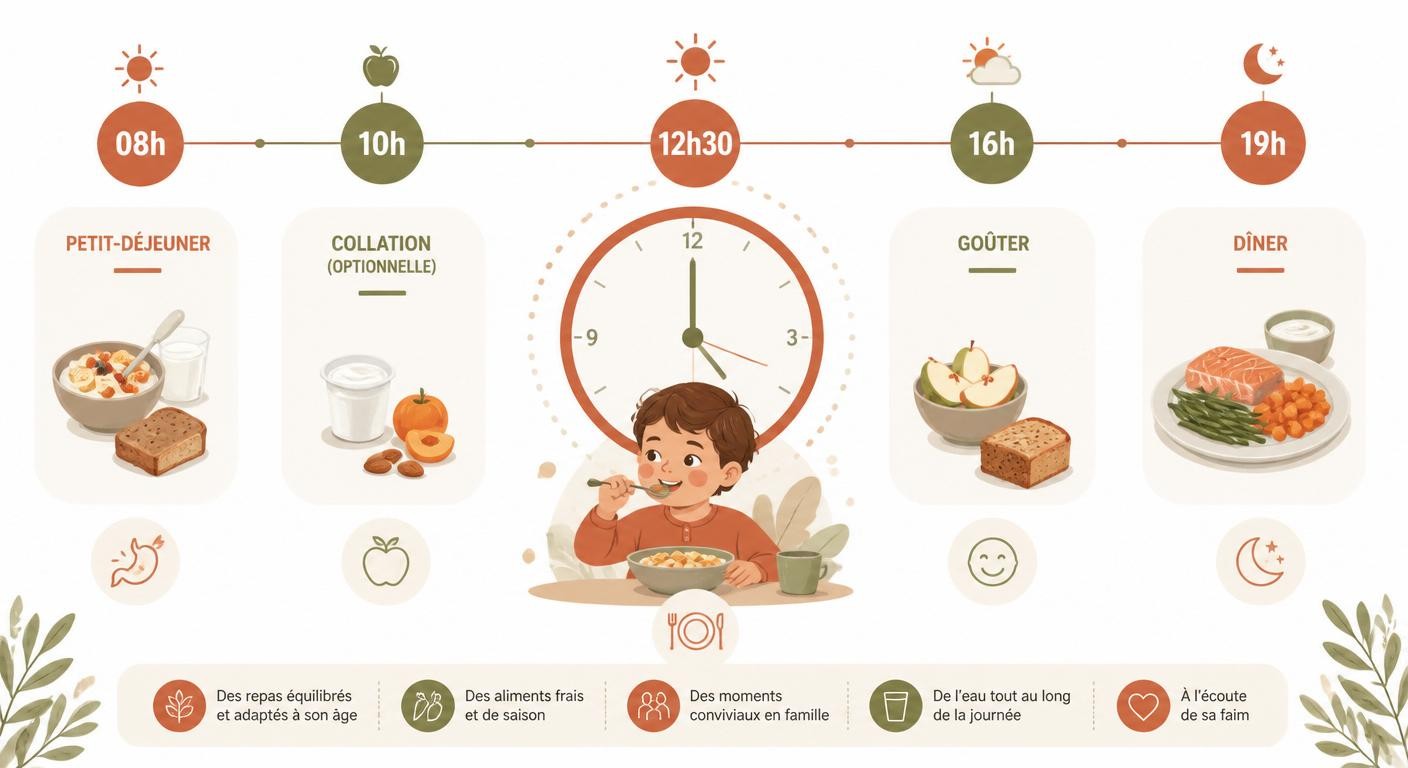 Chronologie journalière des repas d'un enfant de 3 ans