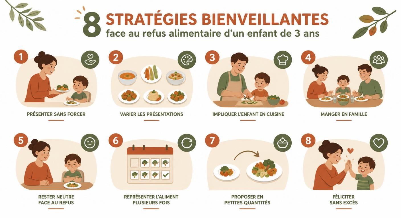 8 stratégies bienveillantes face au refus alimentaire à 3 ans