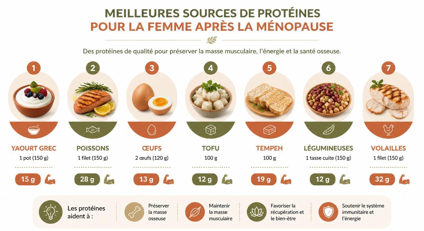 Sources de protéines de qualité pour préserver la masse osseuse de la femme après la ménopause