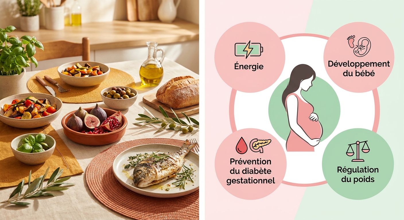 Infographie des bienfaits des repas équilibrés pour une femme enceinte