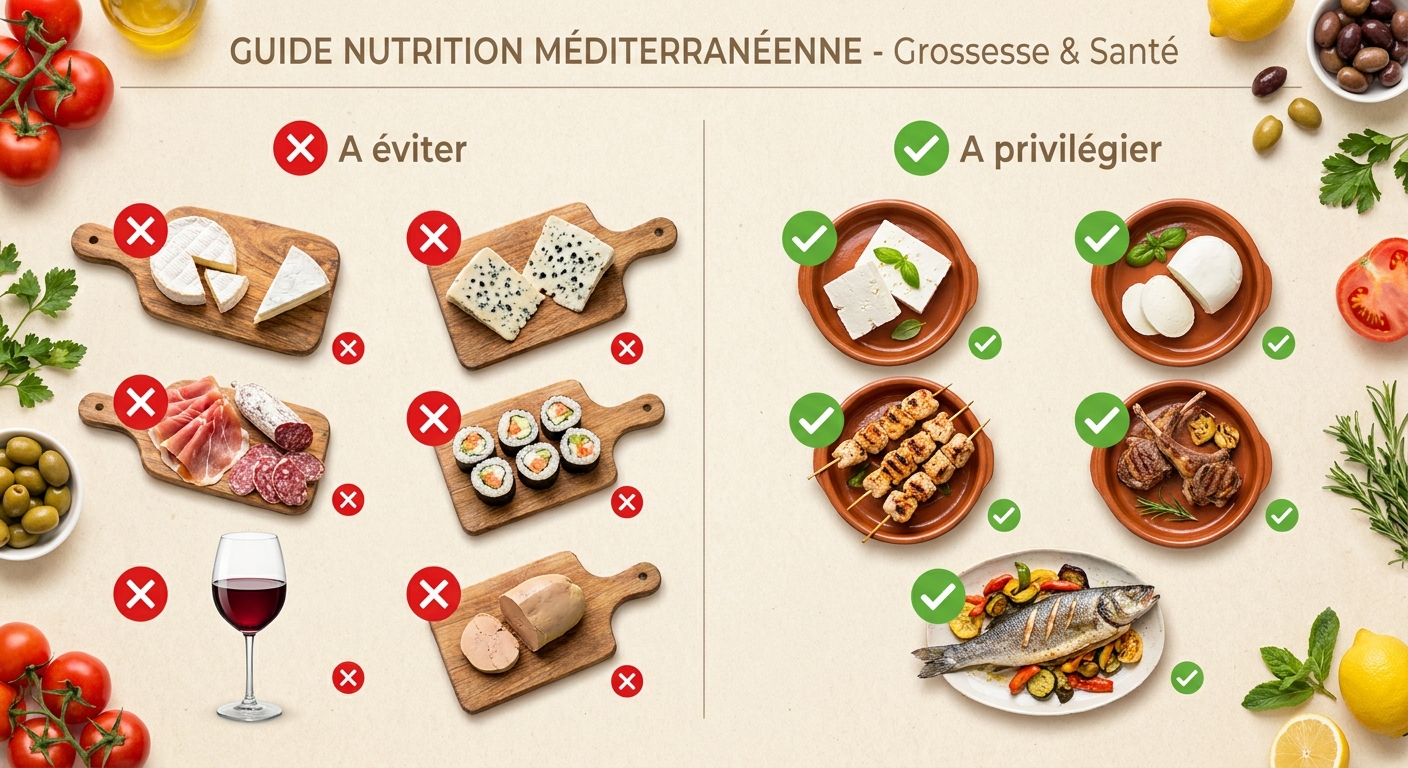 Infographie des aliments à éviter pendant la grossesse