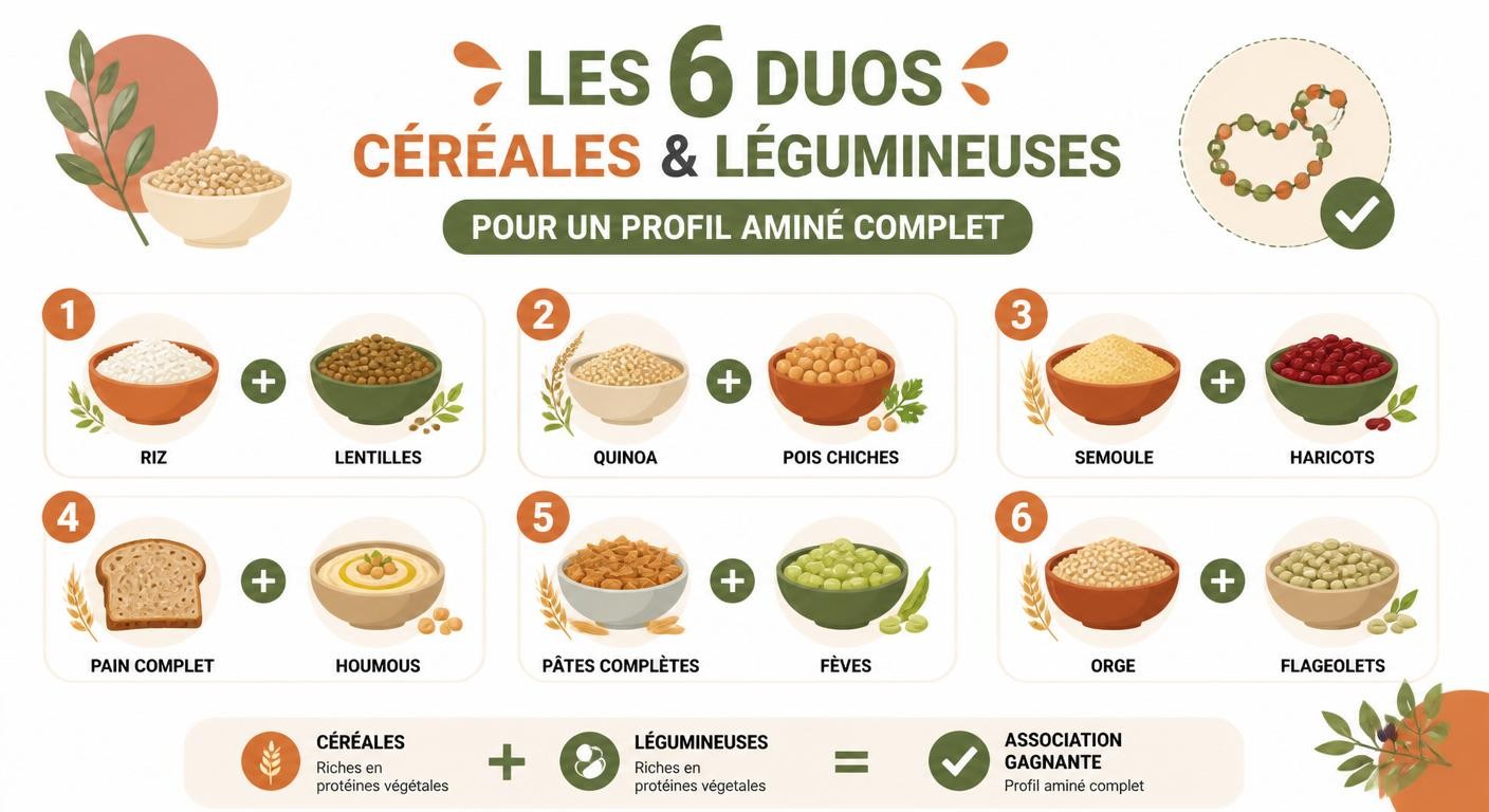 Associations céréales et légumineuses pour protéines complètes