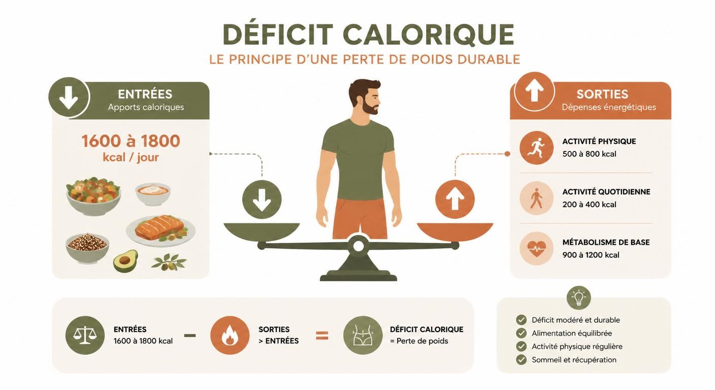 Principe du déficit calorique pour un homme qui veut maigrir
