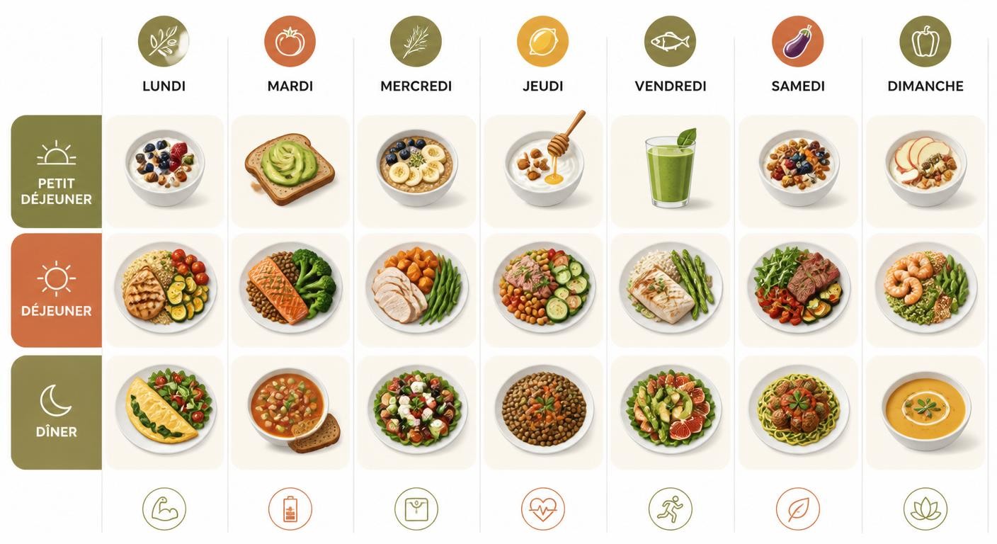 Planning de repas minceur d'une semaine pour un homme