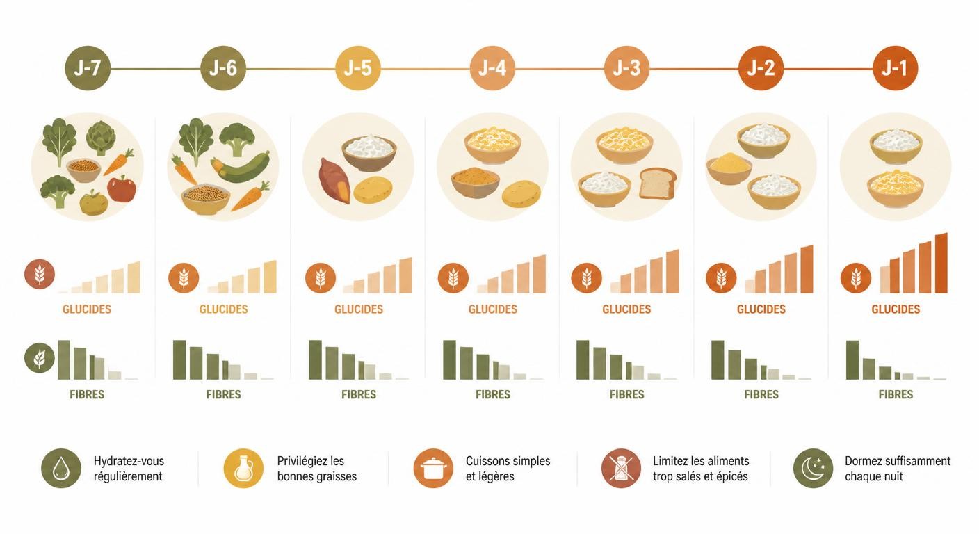 Timeline de l'alimentation de la semaine avant un marathon