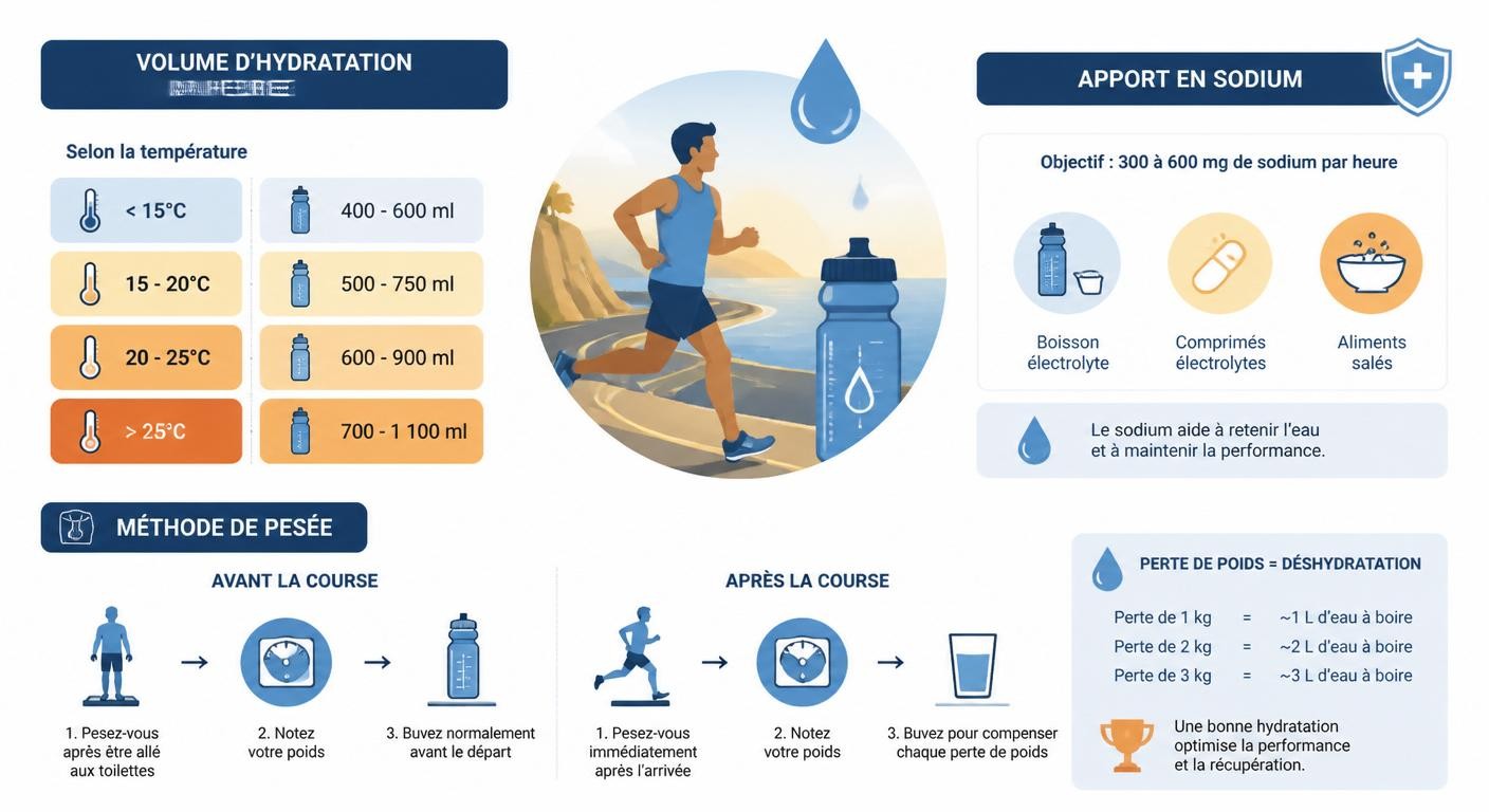 Repères d'hydratation et d'électrolytes pendant un marathon