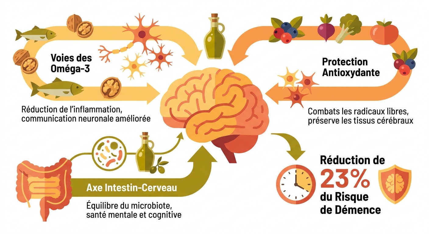 Infographie sur les bienfaits du régime méditerranéen pour le cerveau