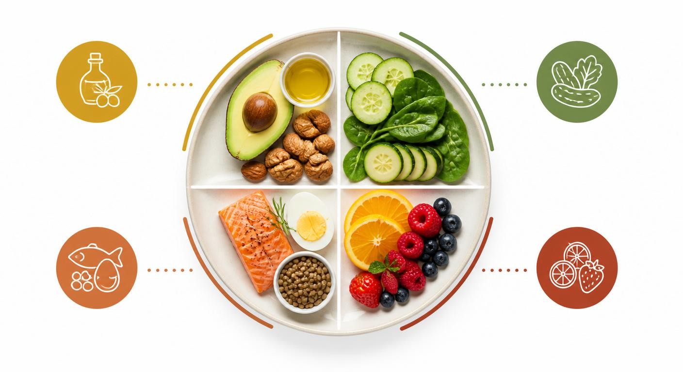 Infographie de l'assiette type pour nourrir la peau de l'intérieur