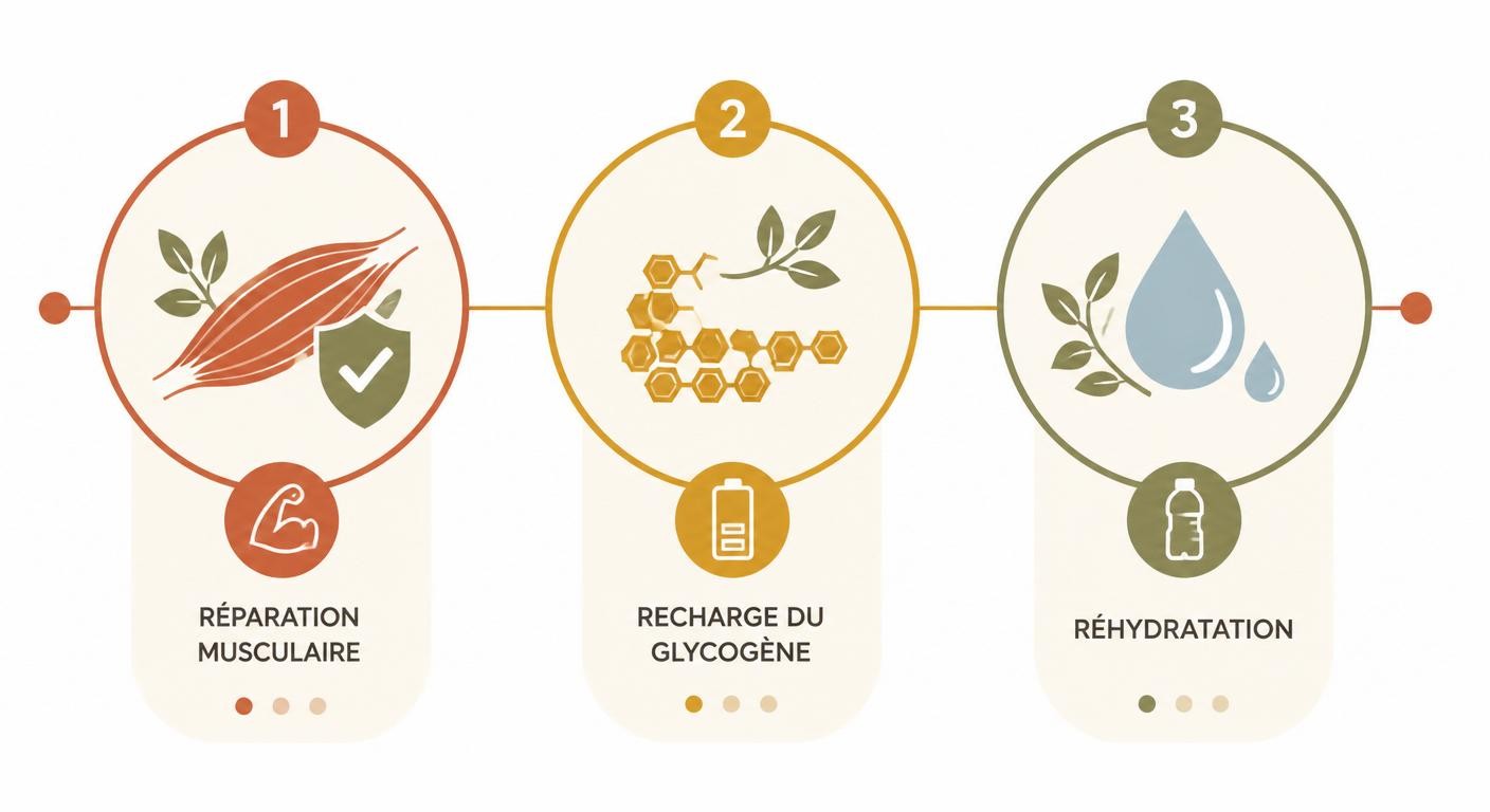 Infographie des trois phases de la récupération après l'effort