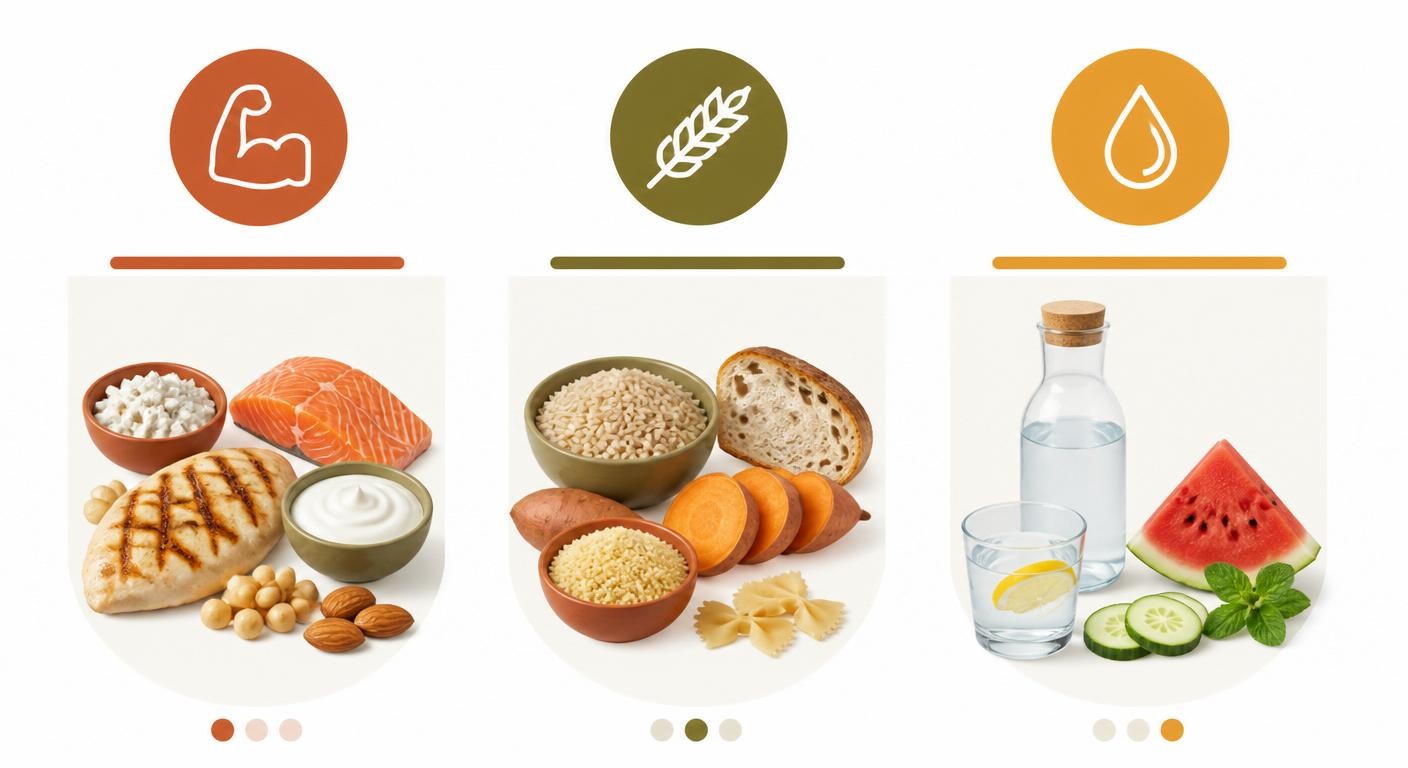 Infographie des trois piliers de la récupération par l'alimentation