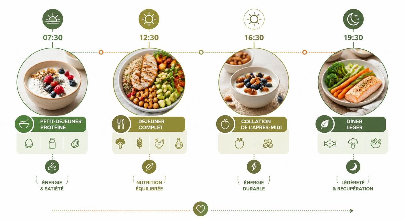 Répartition d'une journée alimentaire équilibrée pour perdre du poids