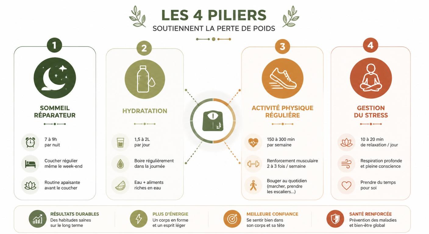 Les quatre piliers du mode de vie pour soutenir une perte de poids saine