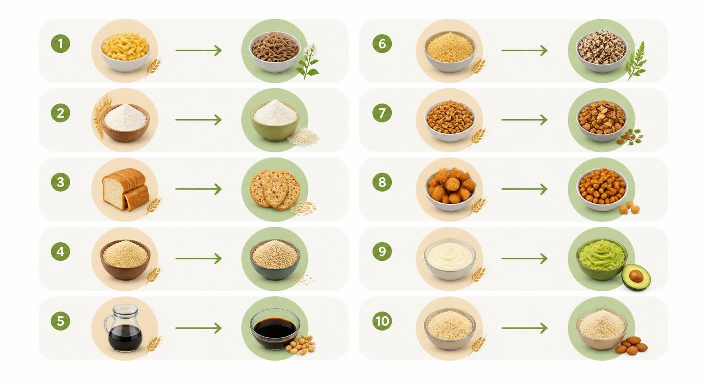 Infographie des dix substitutions alimentaires intelligentes sans gluten