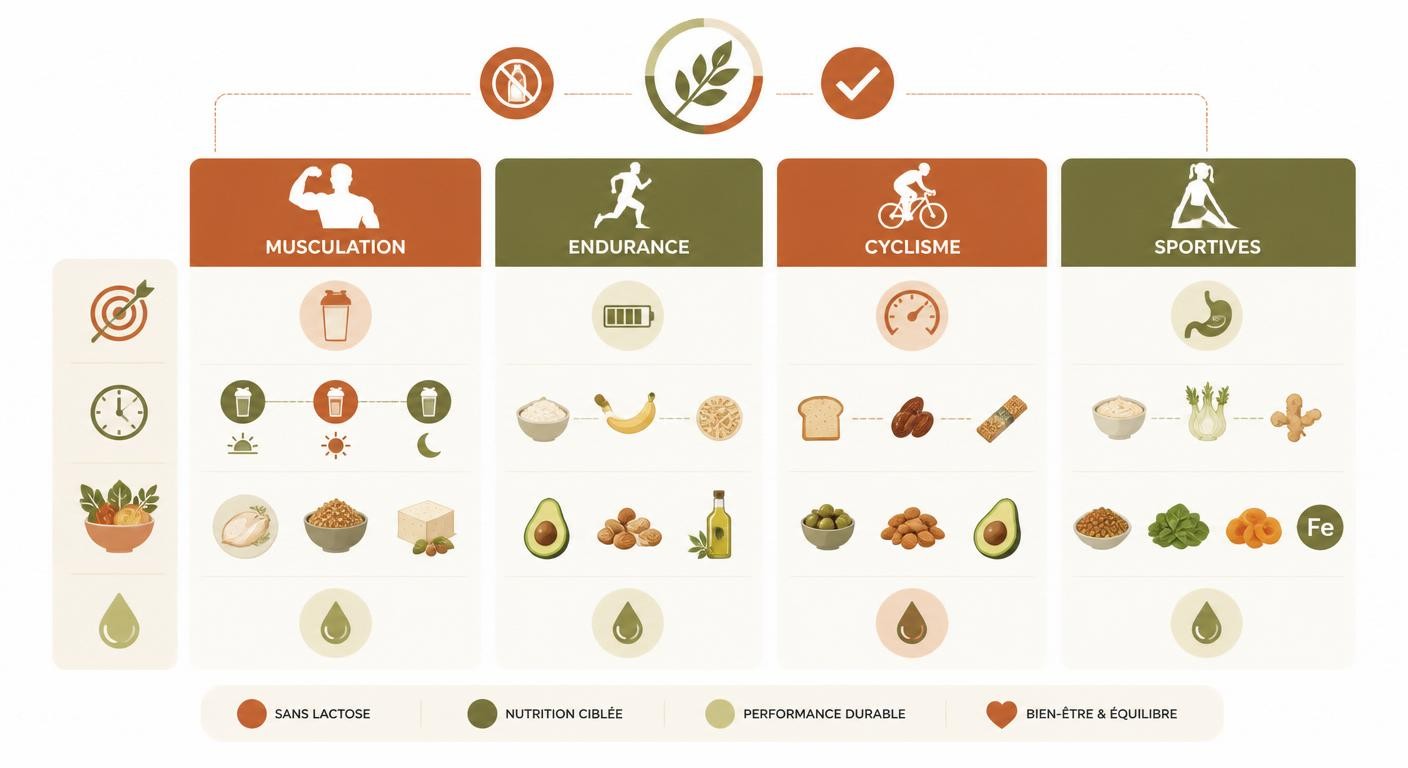 Priorités de nutrition sans lactose selon la discipline sportive