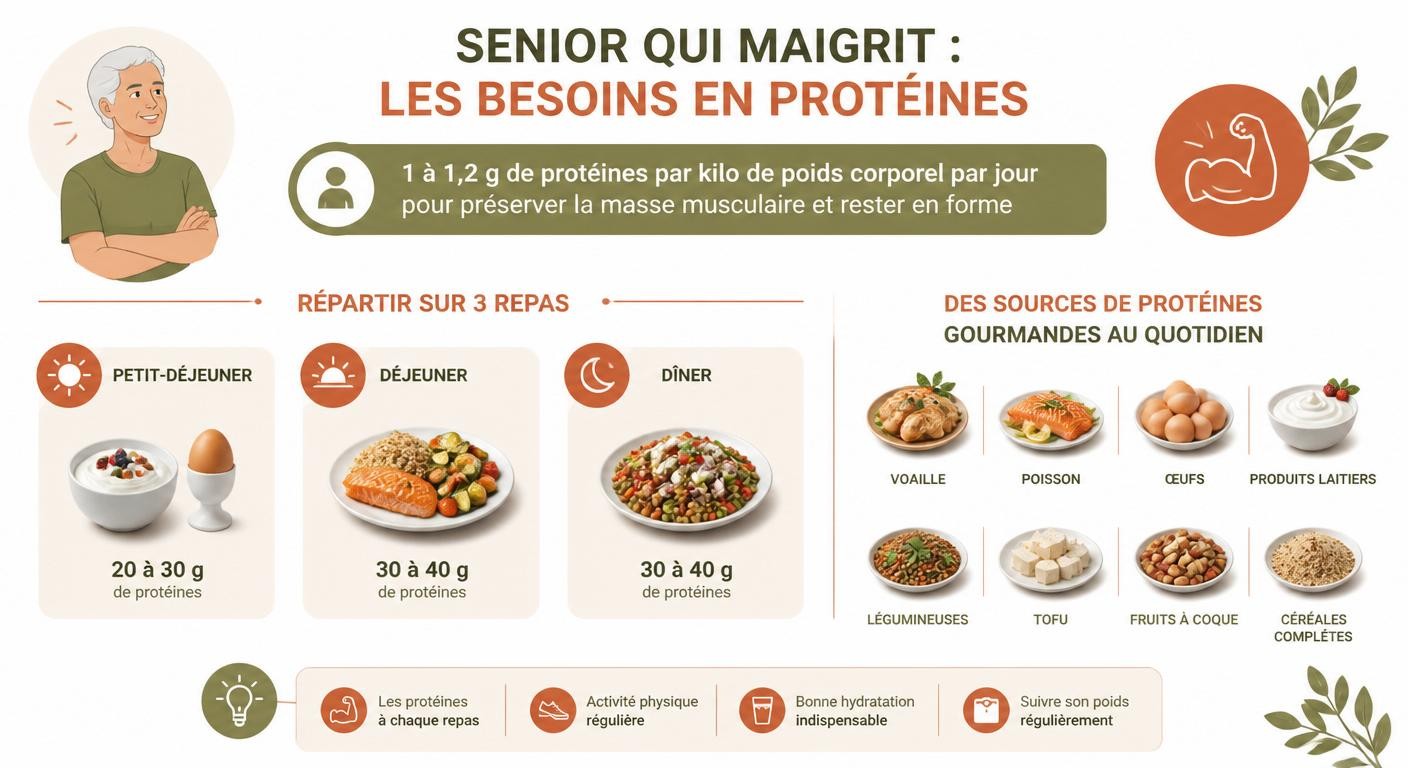 Infographie des besoins en protéines pour préserver la masse musculaire après 60 ans