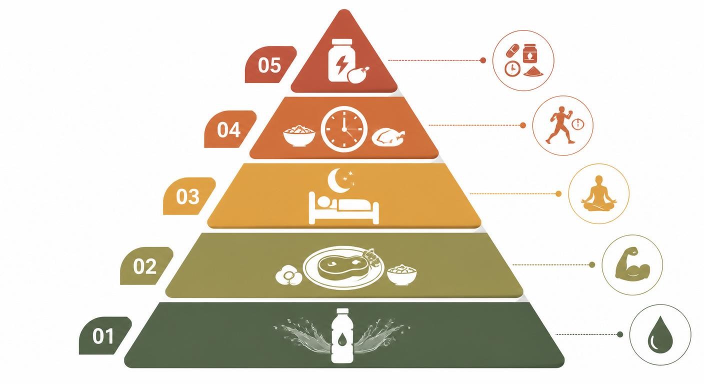 Pyramide des cinq leviers nutritionnels prioritaires du combattant