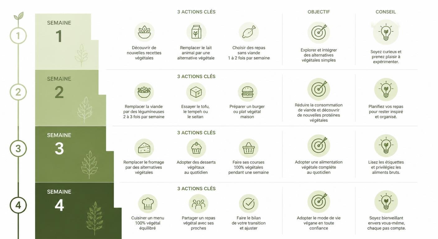Plan d'action progressif pour passer au véganisme en 4 semaines
