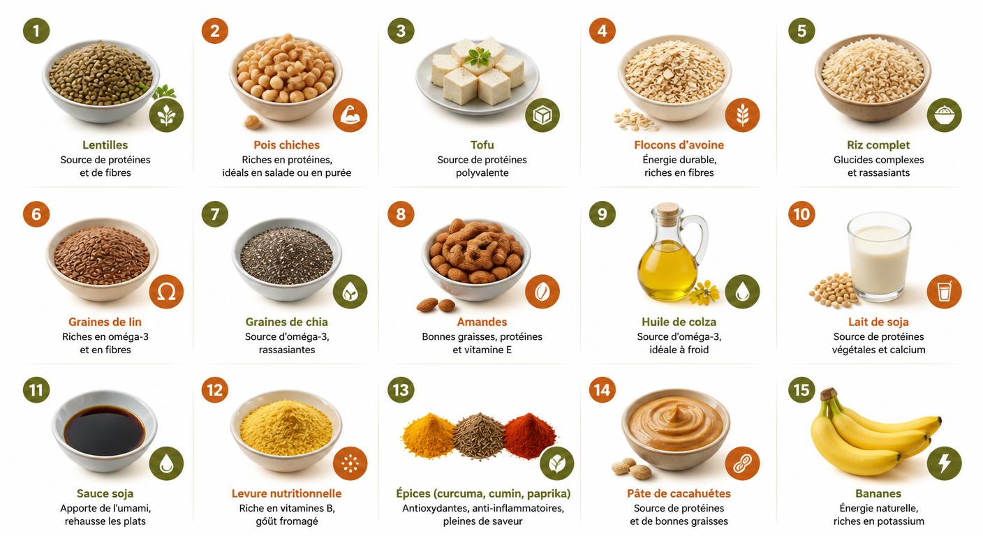 Les quinze aliments indispensables pour débuter en alimentation vegan