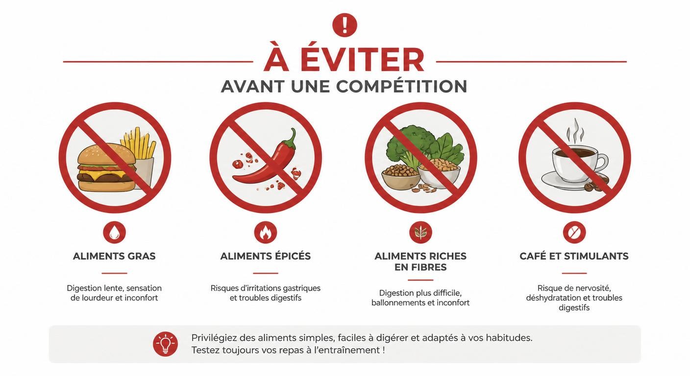 Liste des erreurs alimentaires à éviter avant une compétition