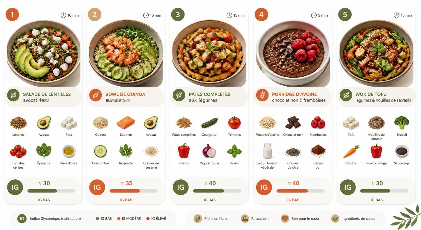 5 idées de recettes rapides à index glycémique bas