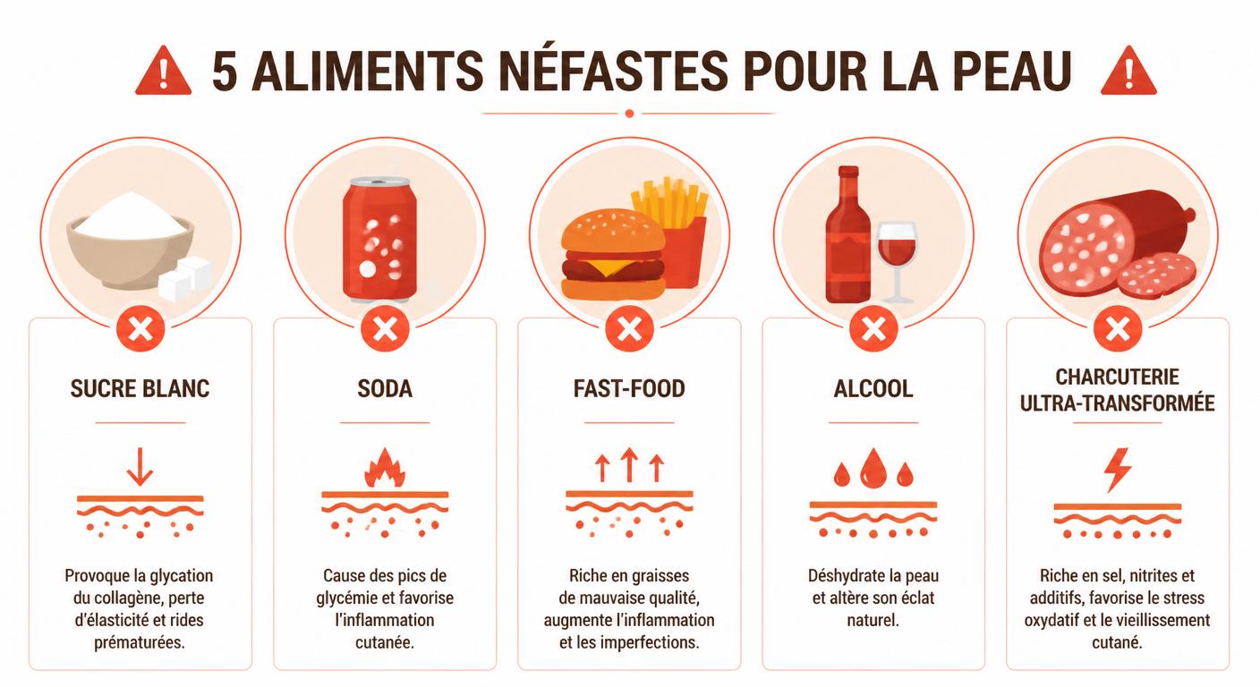 Les cinq catégories d'aliments qui abîment la peau