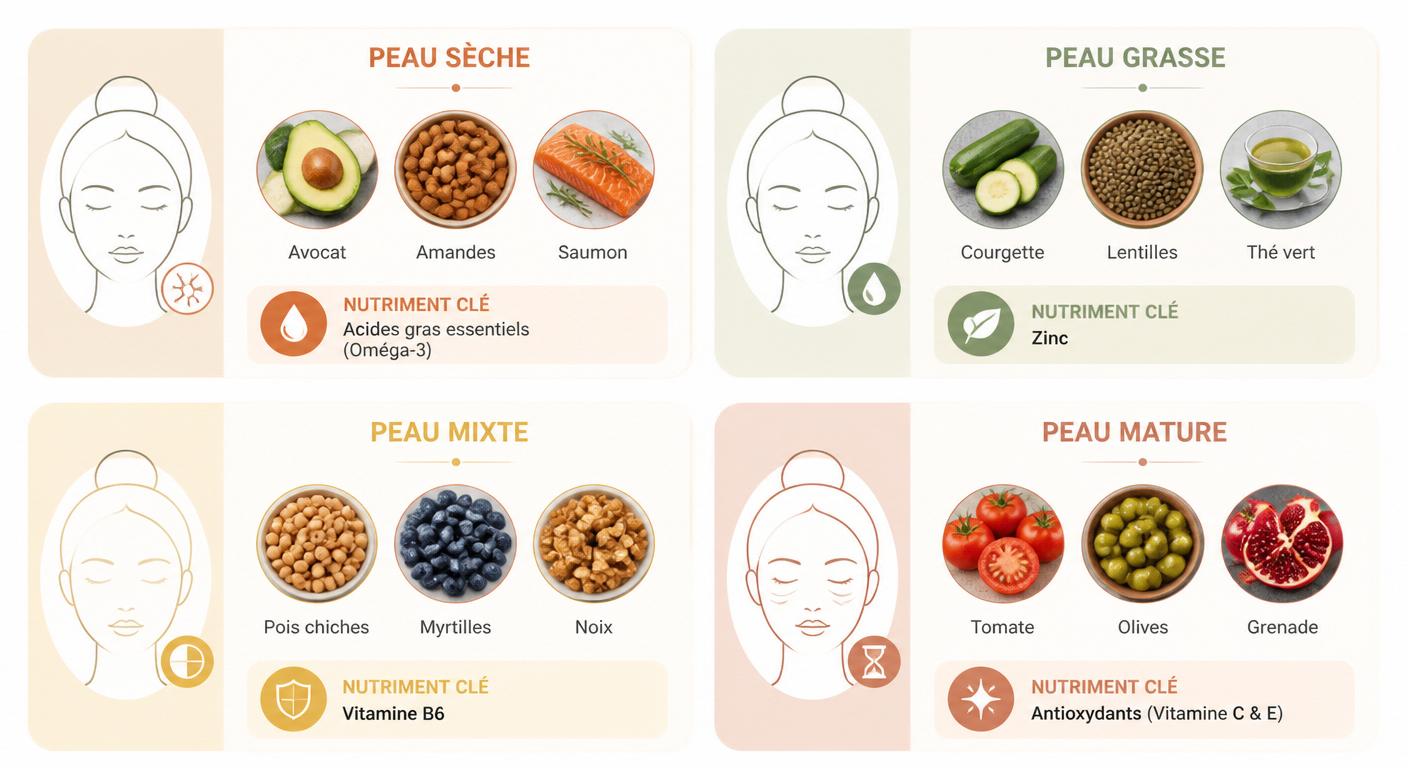 Guide d'alimentation personnalisée selon les quatre types de peau