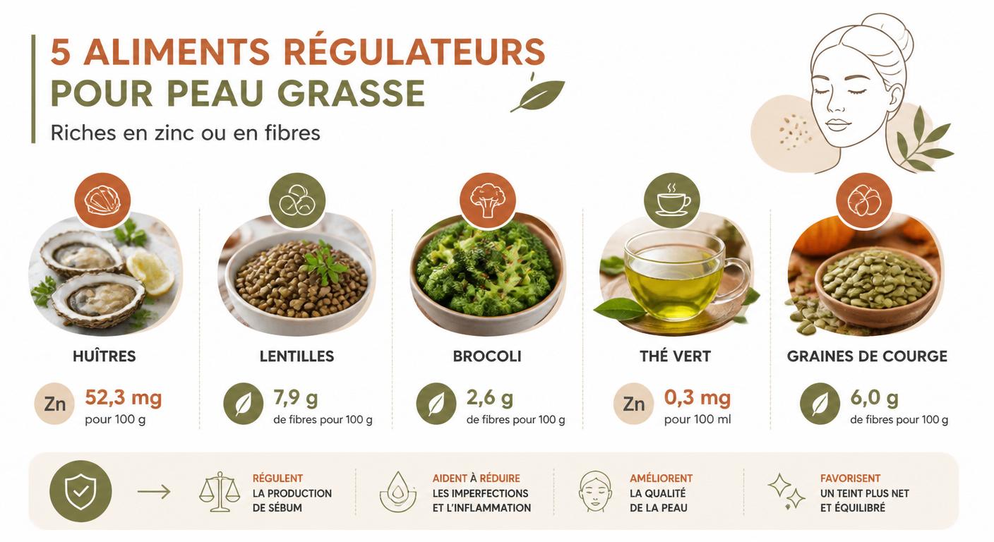 Cinq aliments régulateurs de sébum pour les peaux grasses