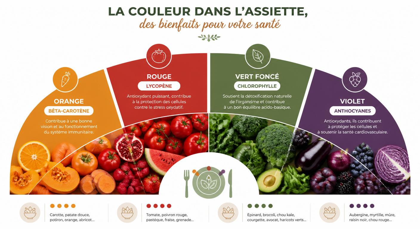 Code couleur des fruits et légumes et leurs bénéfices pour la peau