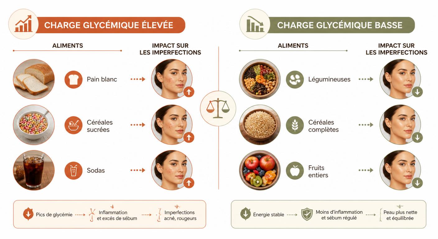Comparaison de la charge glycémique haute et basse et impact sur l'acné
