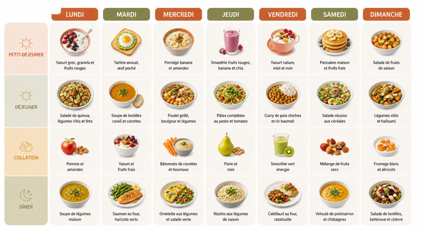 Planning menu sur sept jours pour une peau éclatante