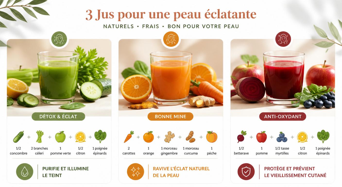 Trois recettes de jus naturels bénéfiques pour la peau