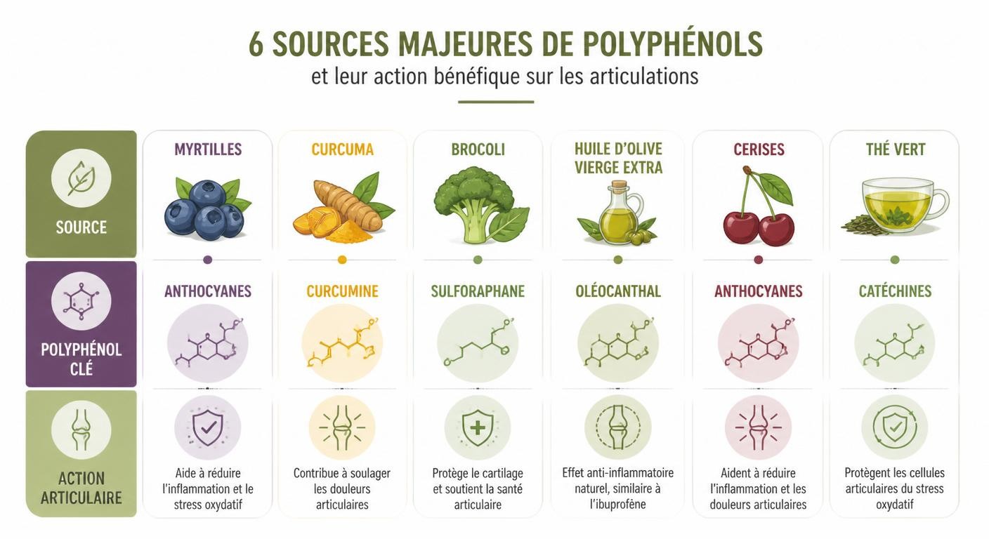 Sources alimentaires de polyphénols protecteurs des articulations