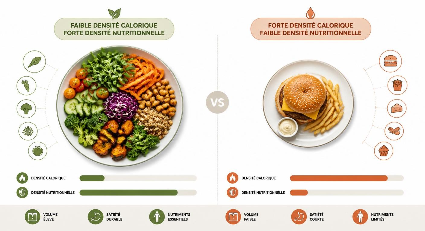 Comparaison entre densité calorique et densité nutritionnelle de deux assiettes
