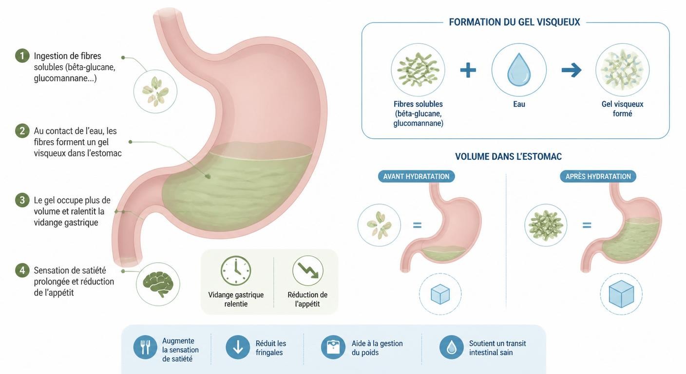 Mécanisme de satiété des fibres solubles dans l'estomac