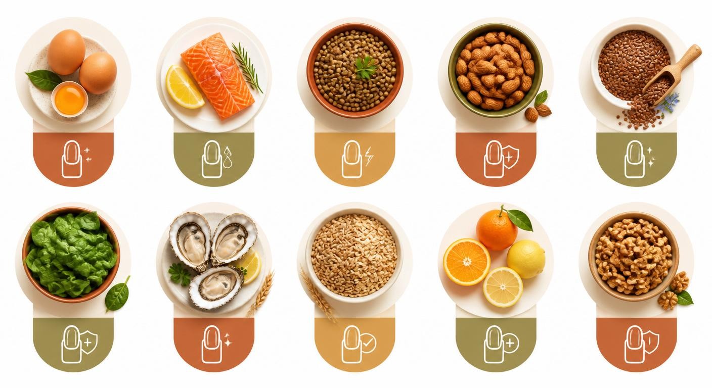 Infographie présentant dix aliments qui renforcent les ongles