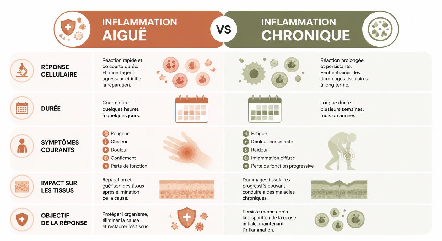 Schéma comparatif entre inflammation aiguë et chronique