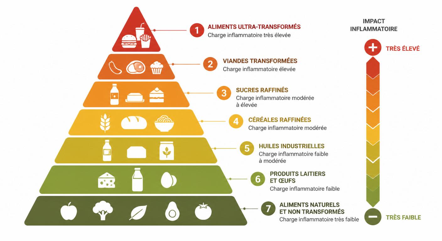 Pyramide des 7 catégories d'aliments pro-inflammatoires