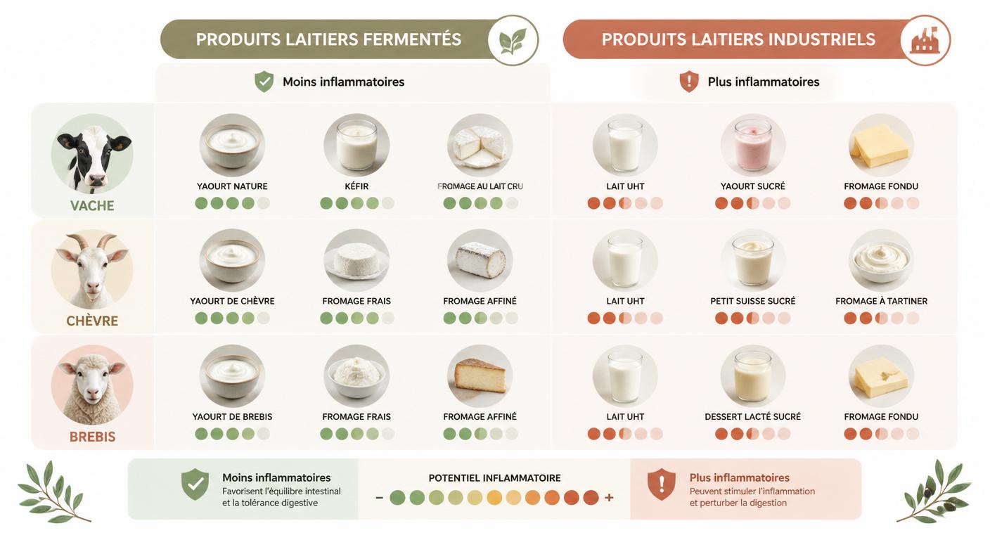 Classement des produits laitiers selon leur potentiel inflammatoire