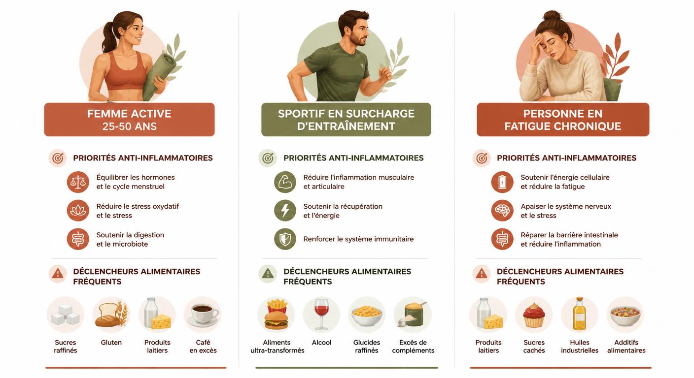Priorités anti-inflammatoires selon trois profils