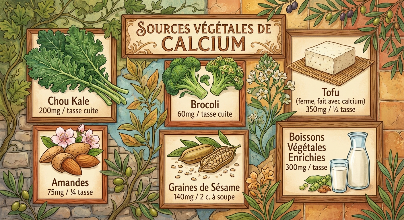 Infographie des sources végétales de calcium en alternative aux produits laitiers