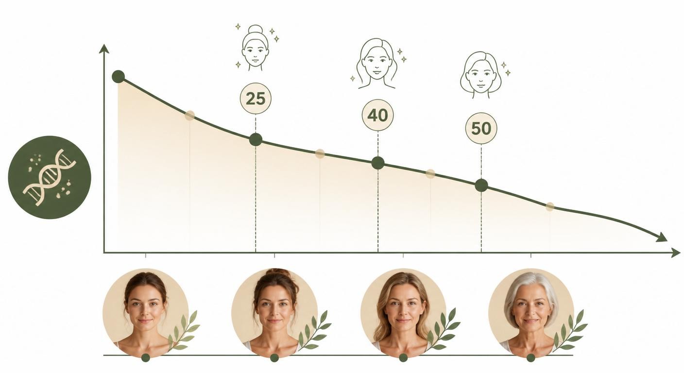 Courbe de la production naturelle de collagène en fonction de l'âge