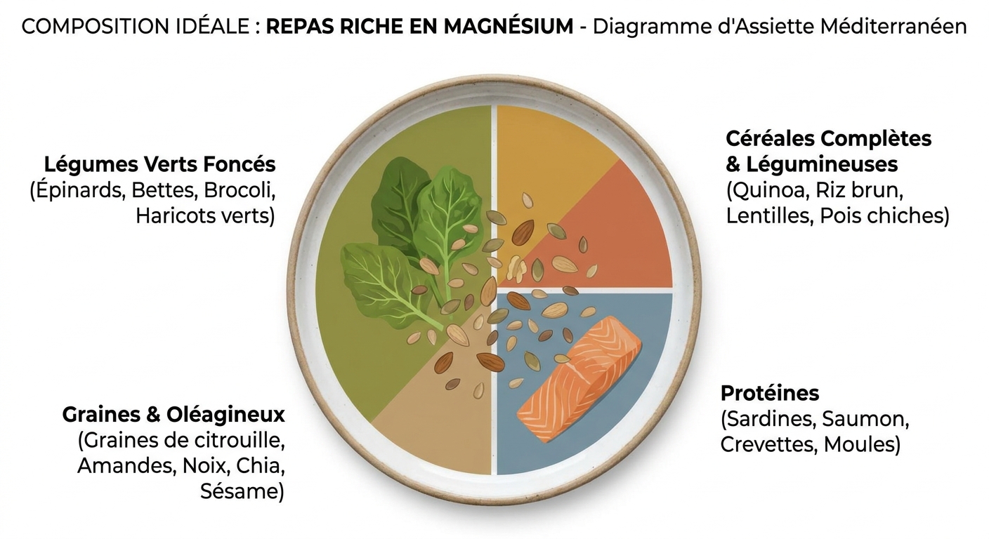 Composition de l'assiette idéale pour couvrir ses besoins en magnésium