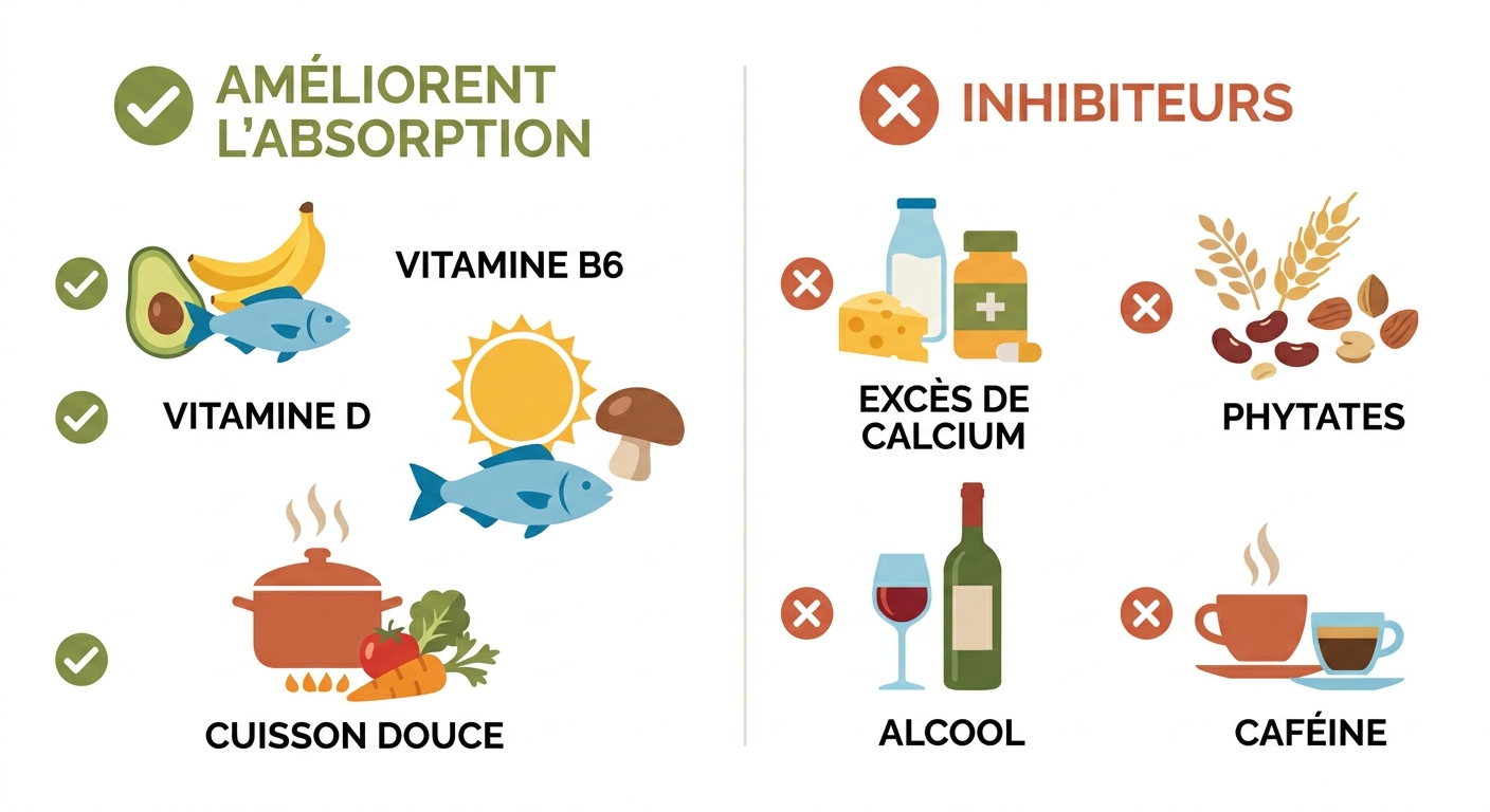 Les synergies qui améliorent et les facteurs qui réduisent l'absorption du magnésium