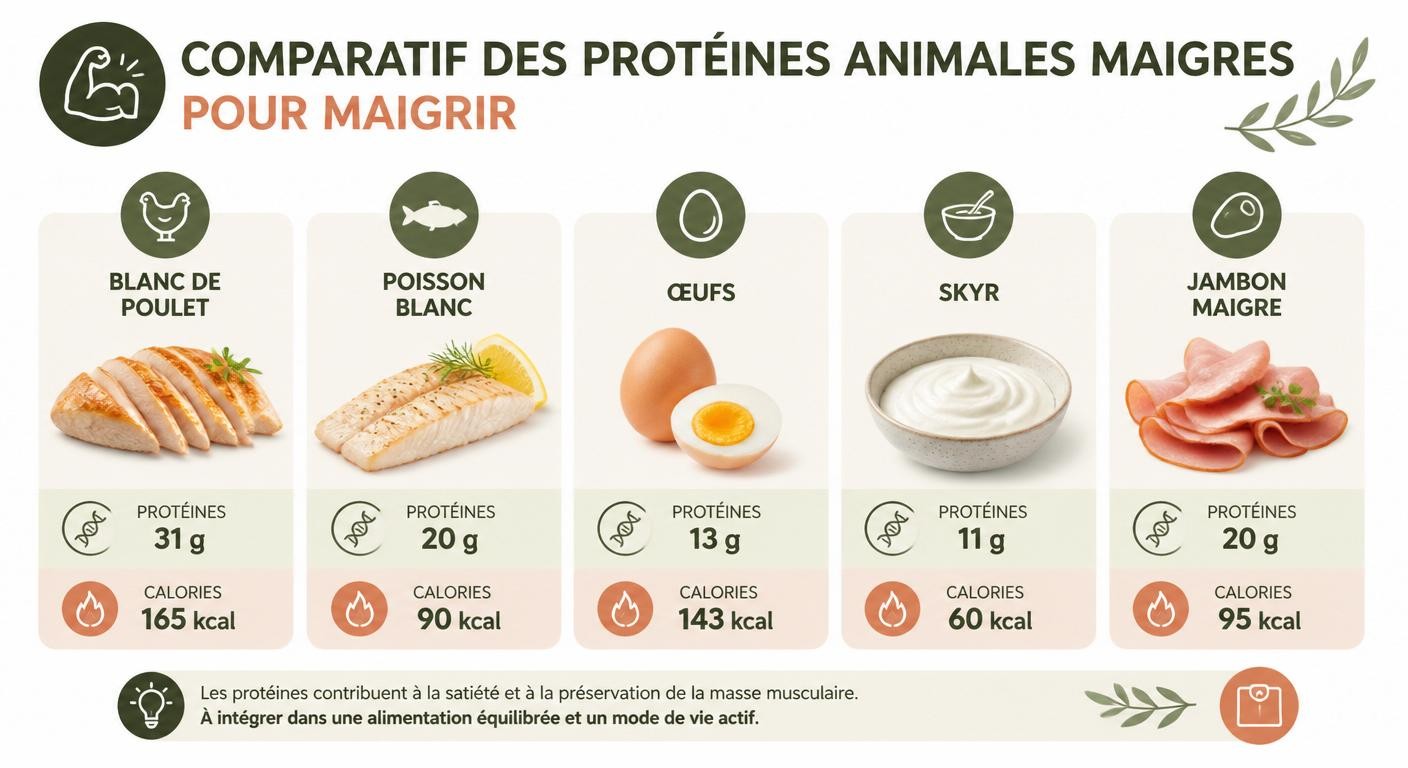 Infographie des meilleures protéines maigres animales pour maigrir