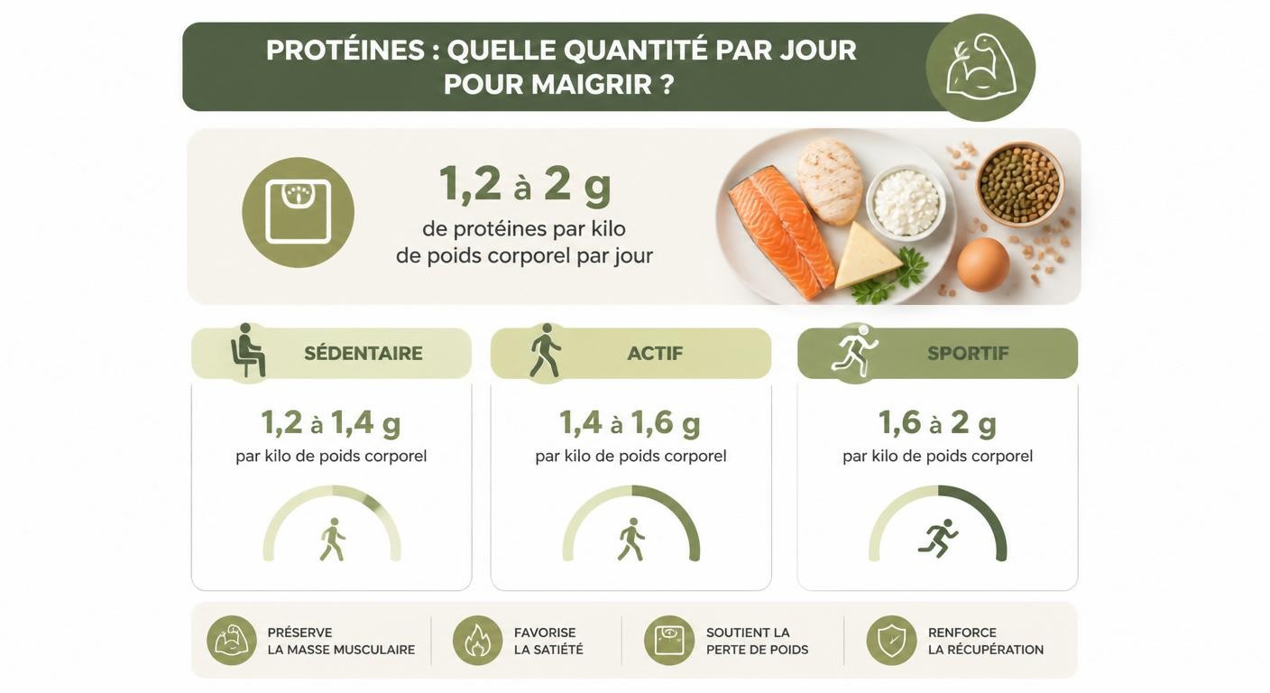 Infographie de la quantité de protéines par jour pour perdre du poids selon le profil