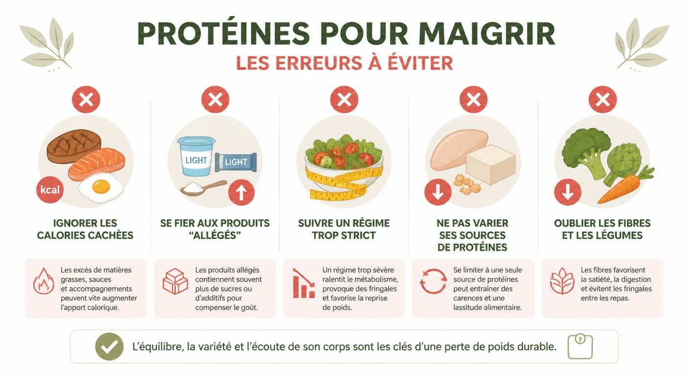 Infographie des erreurs à éviter avec les protéines pour maigrir
