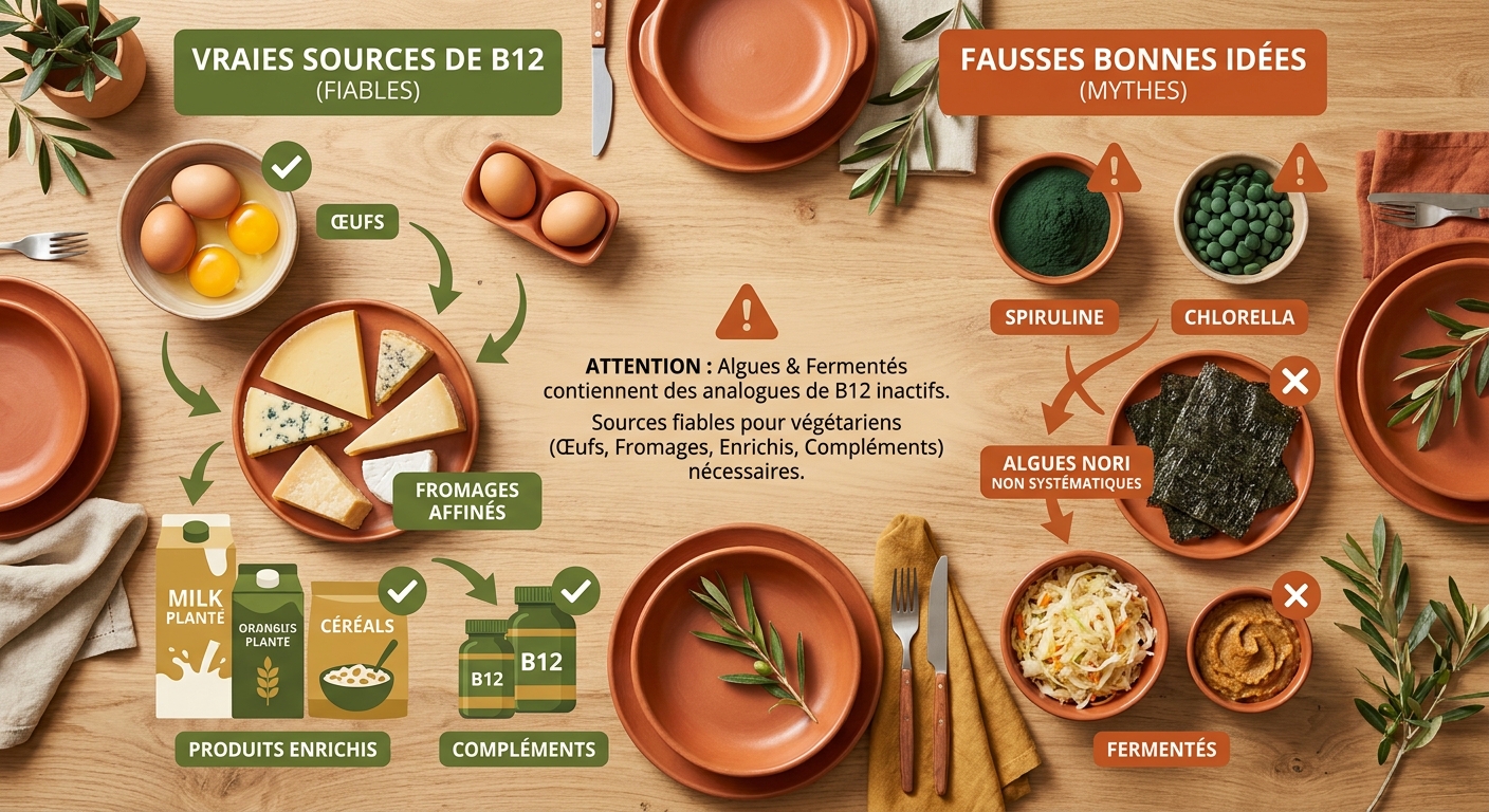 Comparaison des sources vegetales de vitamine B12 fiables et non fiables